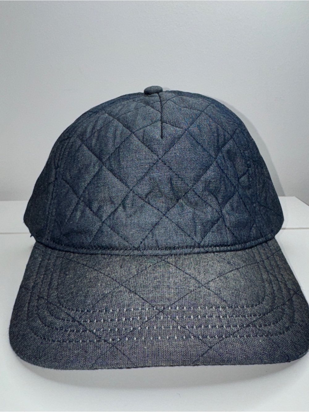 Quilted Denim Baseball Cap Adjustable Strapback Hat Minimal Streetwear